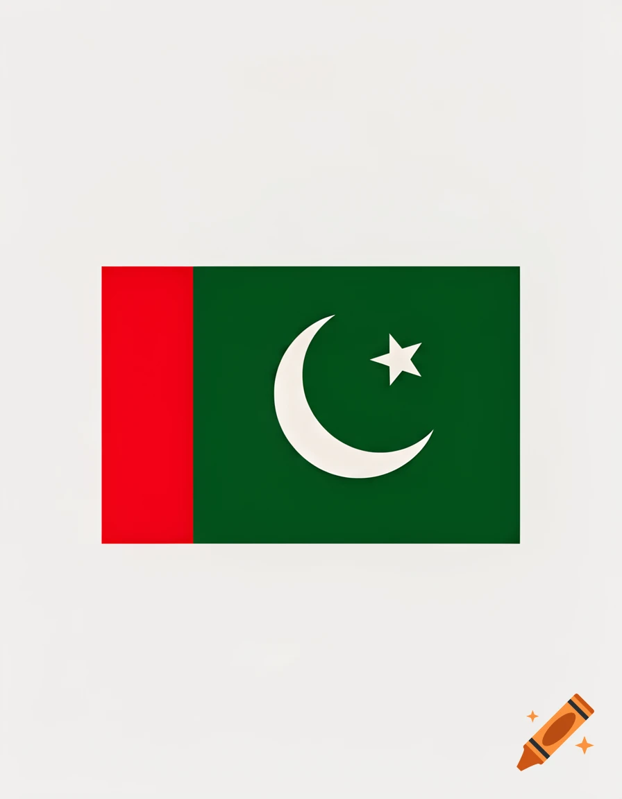 A flag with a red canton on the left and a green field with a white crescent moon and a five-pointed star on the right.
