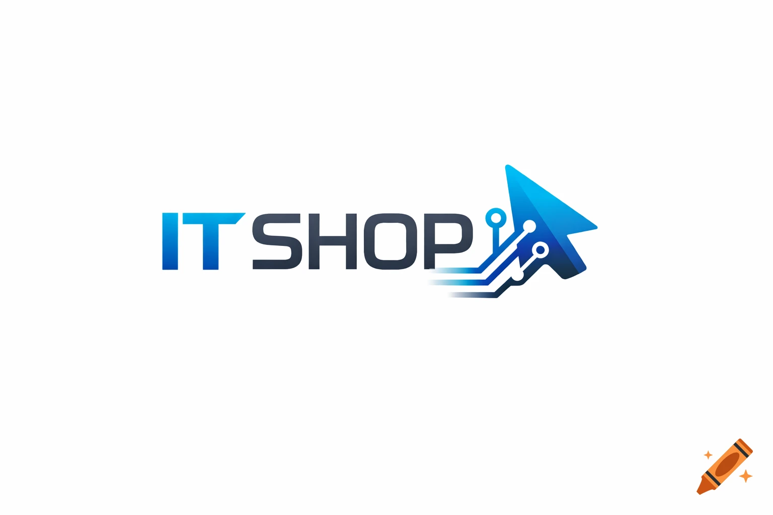 Vector logo with 'IT SHOP' text and a blue arrow incorporating circuit board elements.
