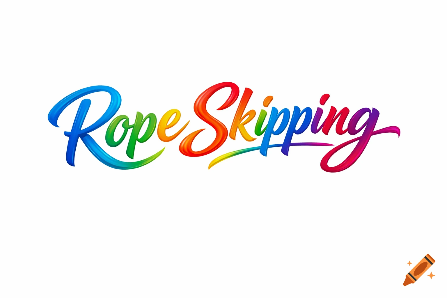 Colorful 'Rope Skipping' text in a flowing, calligraphic style on a white background.