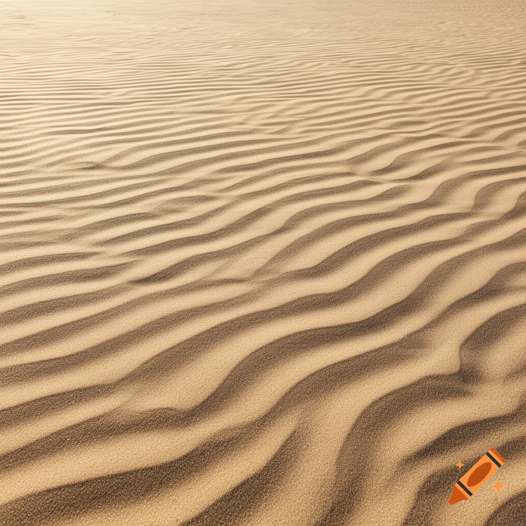 Close-up of wavy ripples in beige sand creating a natural texture.