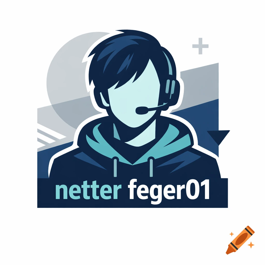 Stylized blue and gray avatar of a person with a gaming headset and hoodie, with the text 'netter feger01'.