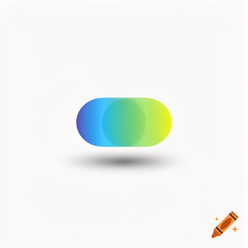 A minimalist rounded rectangle with a blue, green, and yellow gradient, casting a soft shadow on a white background.
