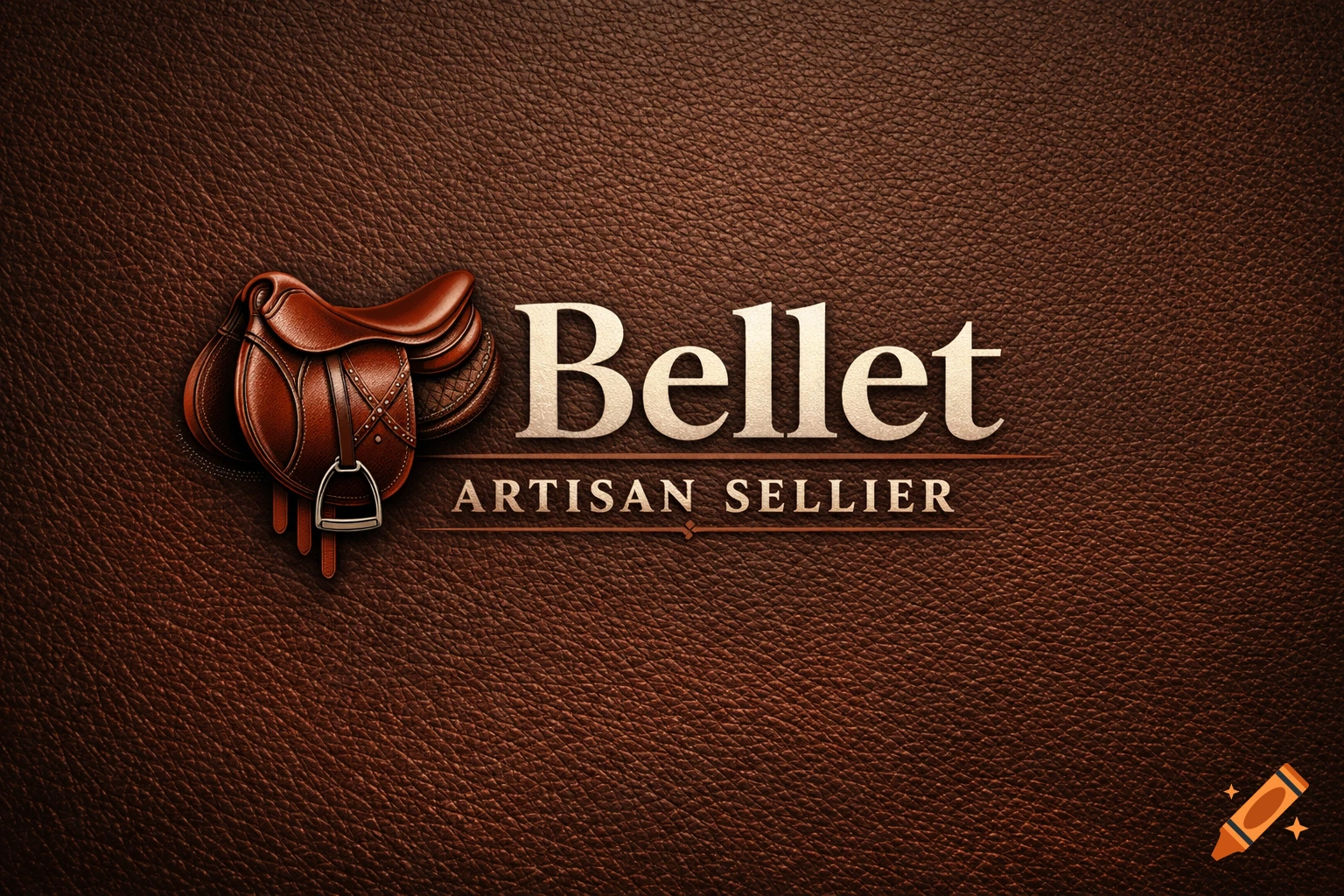 A high-quality logo featuring a brown leather saddle on a textured leather background, with the text Bellet ARTISAN SELLIER.