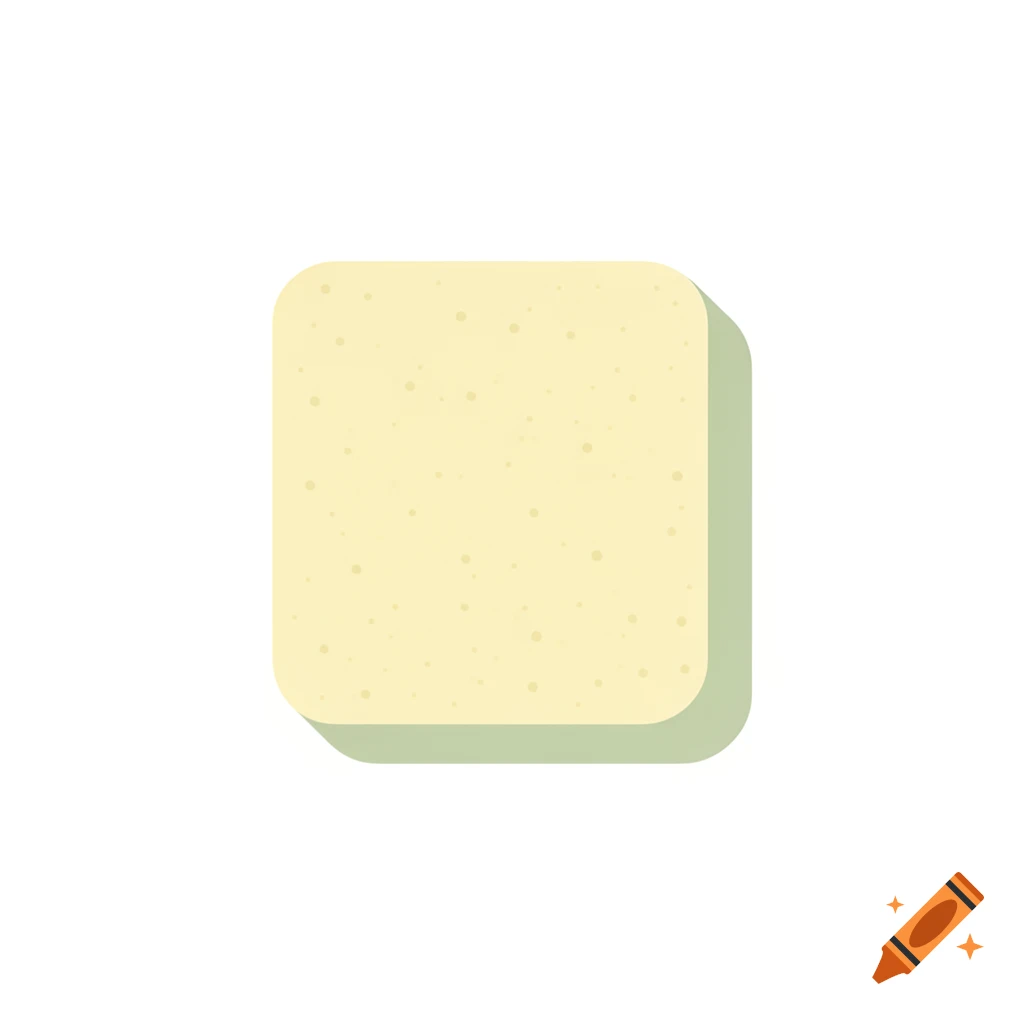 A simple, stylized pale yellow kitchen sponge with rounded corners and a soft green shadow on a white background.