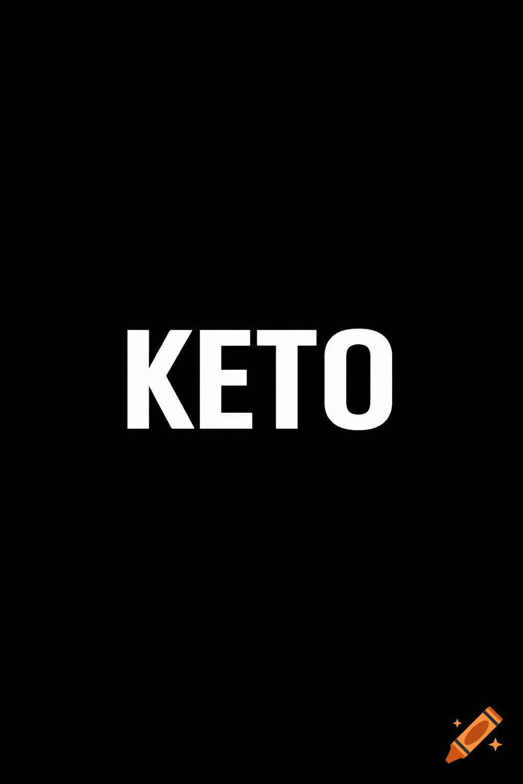 White text 'KETO' on a solid black background.