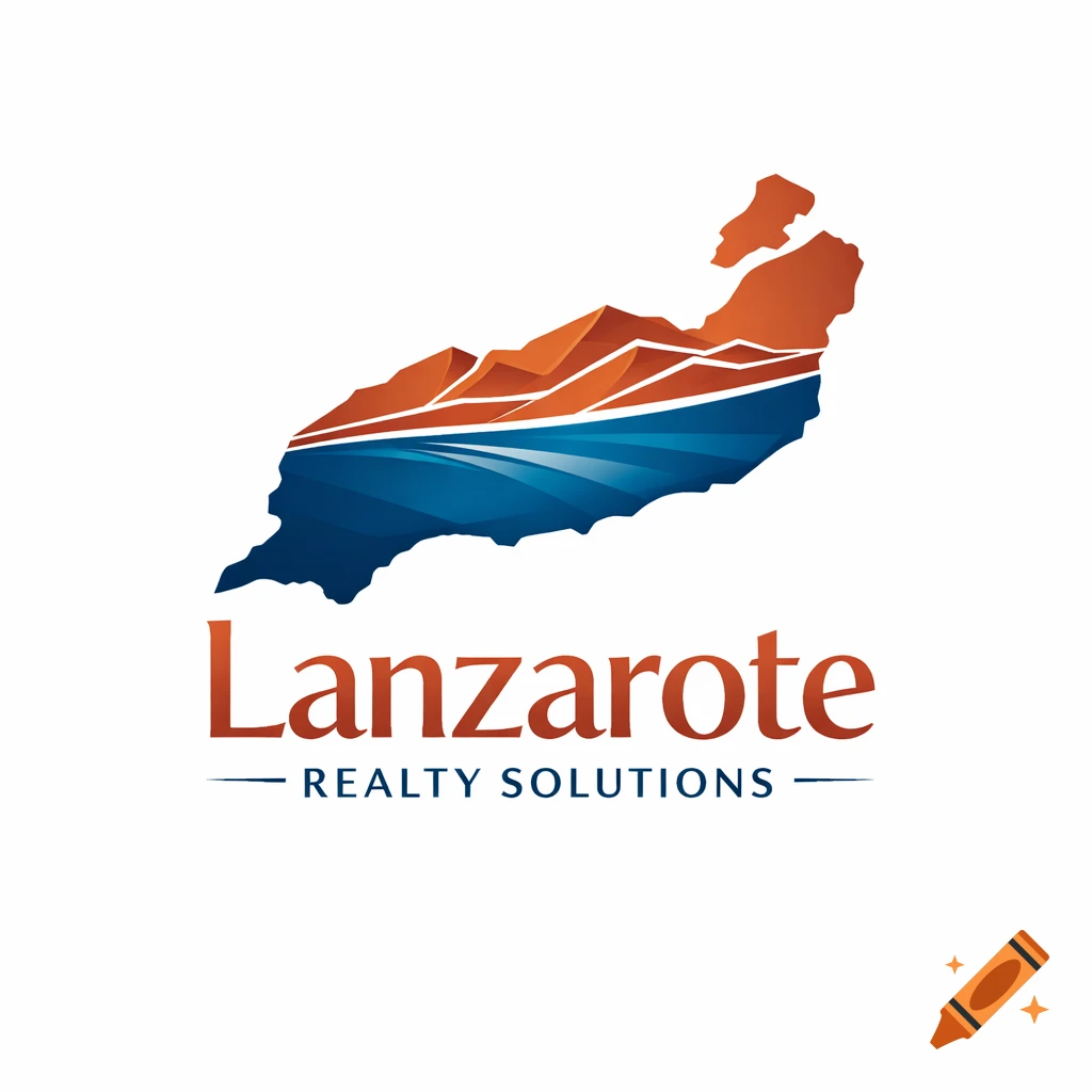 Logo for Lanzarote Realty Solutions, featuring a stylized map of Lanzarote with mountains and water.