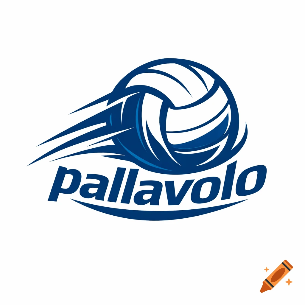 A stylized blue and white volleyball logo with speed streaks, featuring the word "pallavolo" below it.