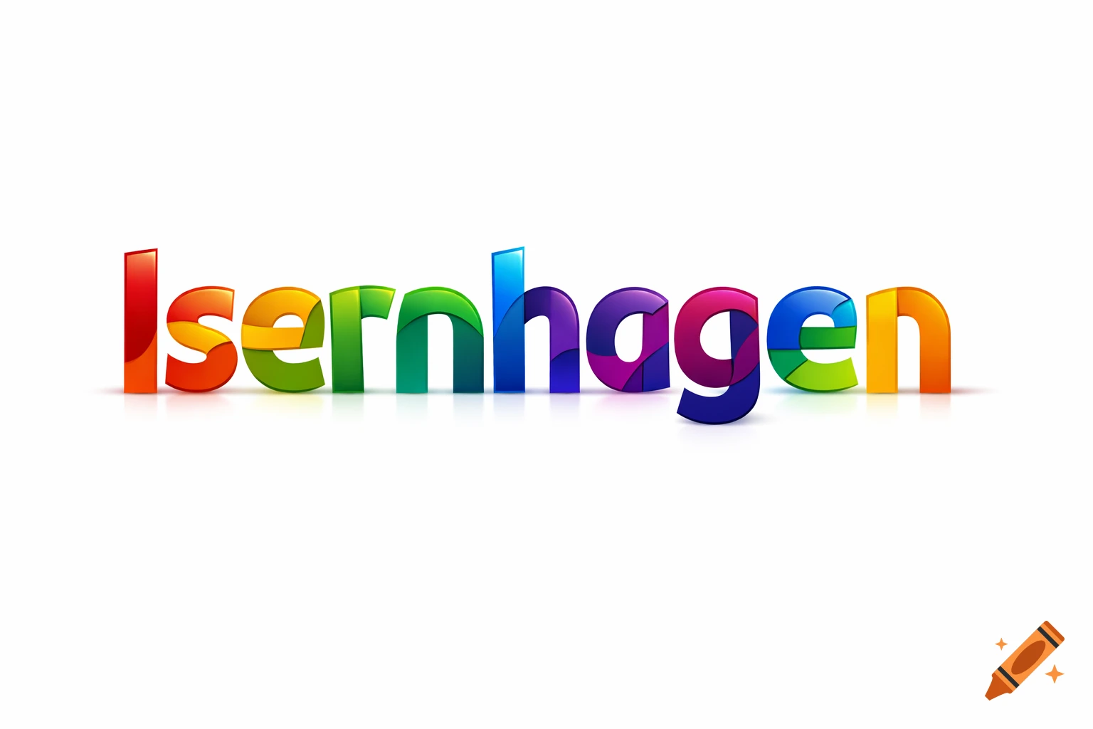 A 3D-rendered logo of the word 'Isernhagen' in vibrant rainbow colors with a reflection on a white background.