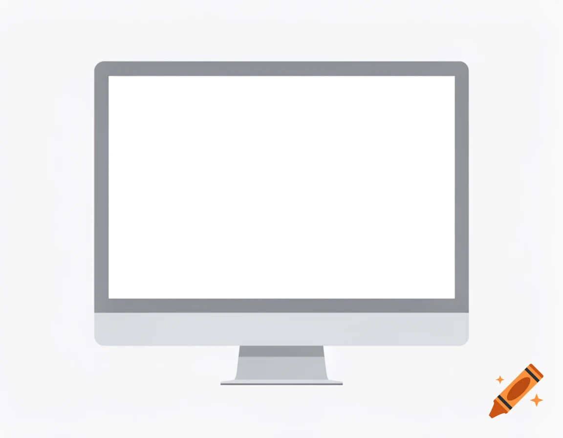 A flat design of a silver iMac computer monitor with a blank white screen, centered on a white background.