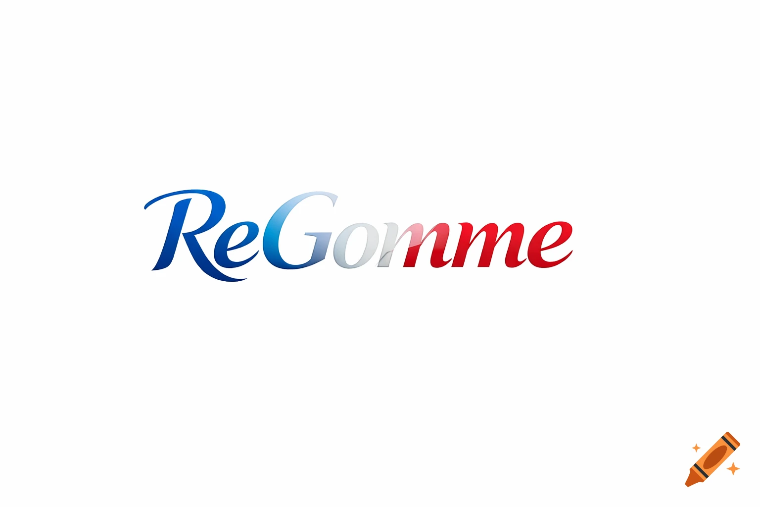 A stylized logo for "ReGomme" with the text colored in gradients of blue, white, and red, resembling the French flag.