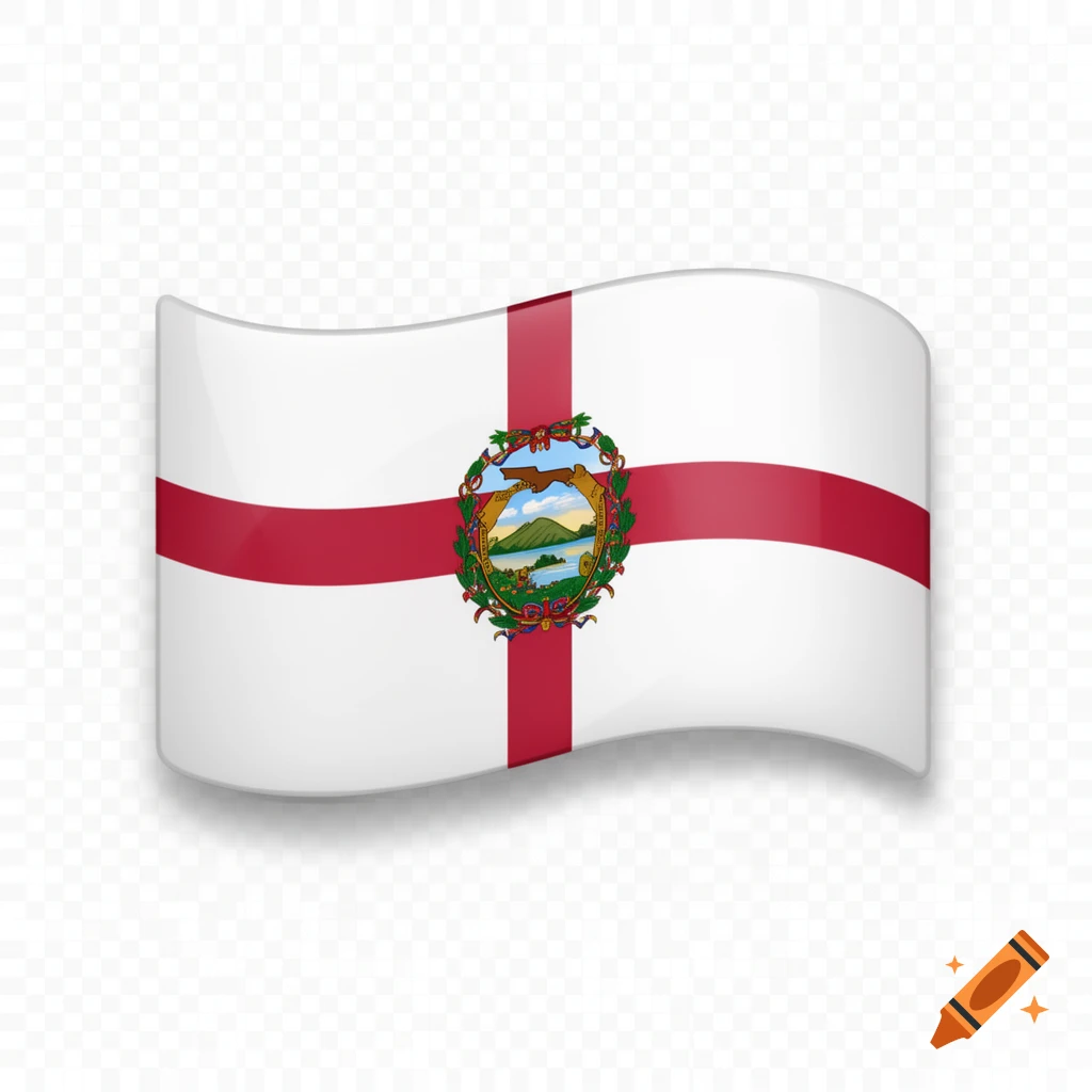 Wavy Apple iOS-style emoji of the Florida state flag with a red St. Andrew's cross and simplified state seal.
