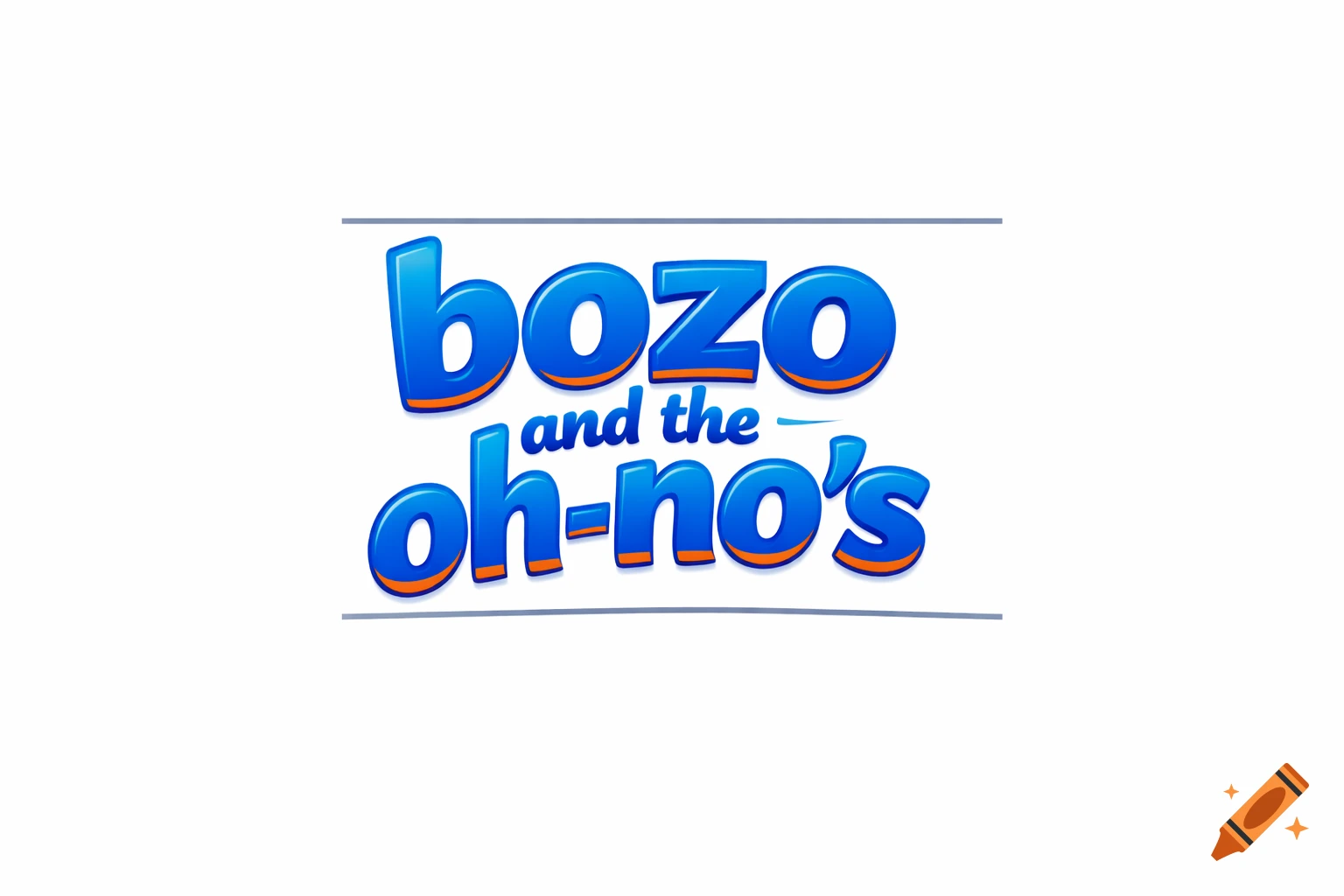 Blue and orange 3D-style logo on a white background, featuring the text 'bozo and the oh-no's' with decorative lines.