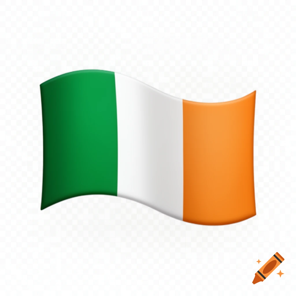A waving Irish flag depicted in a clean, glossy Apple iOS emoji illustration style with subtle shading.