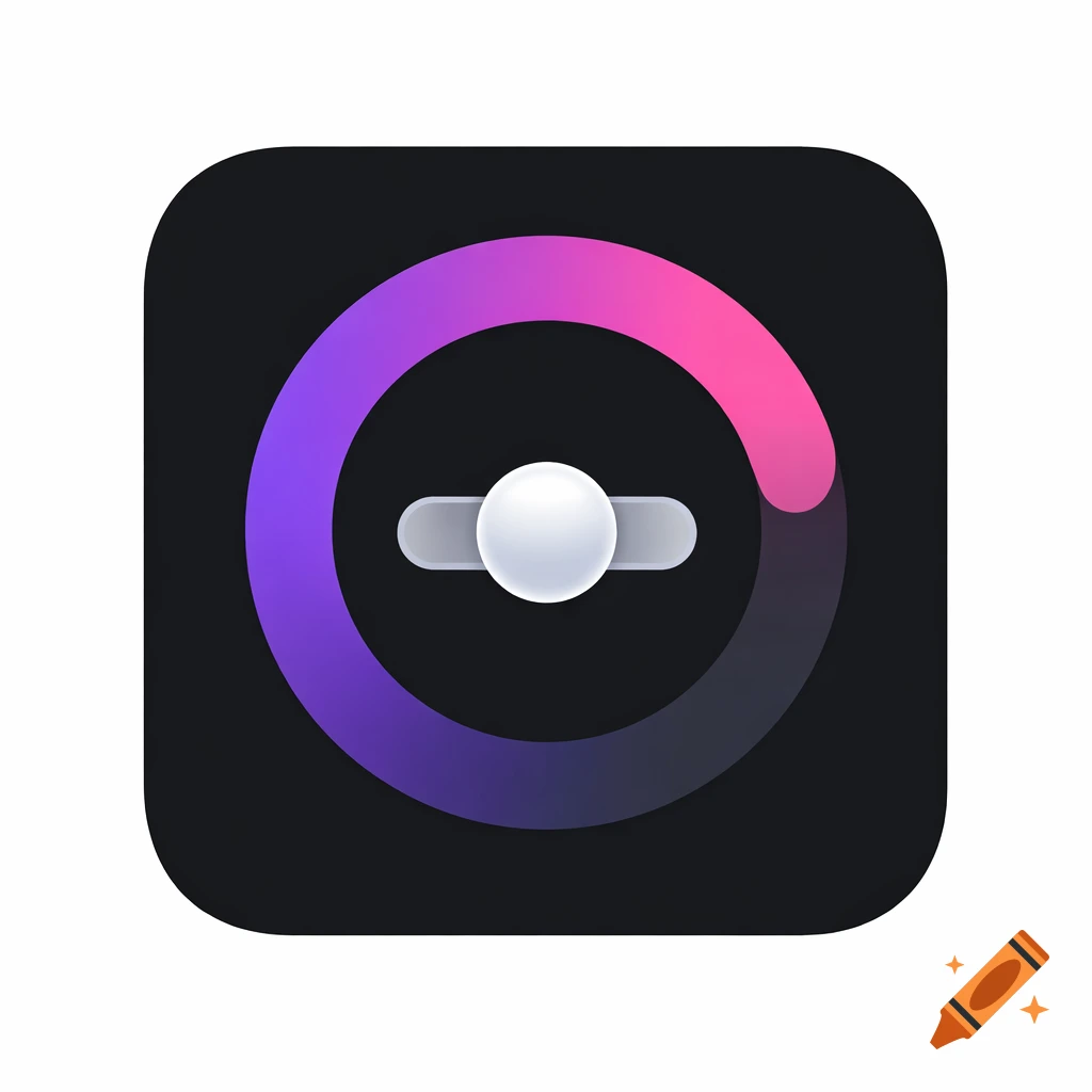 Ultra-minimalist app icon with a purple to pink gradient circular progress ring and a white horizontal slider knob on a black background.