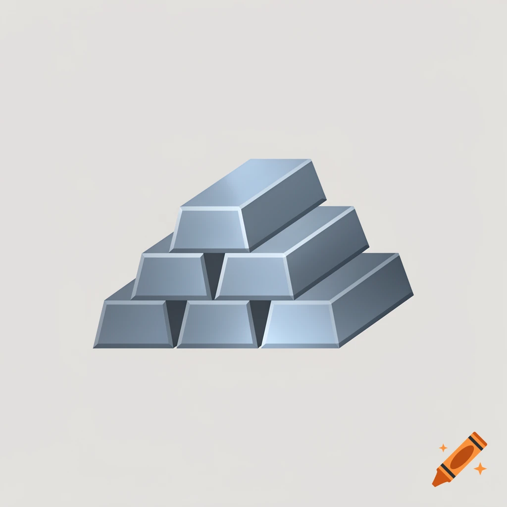 A stack of six blue-tinted metal ingots or bars, styled as a resource icon, against a light gray background.