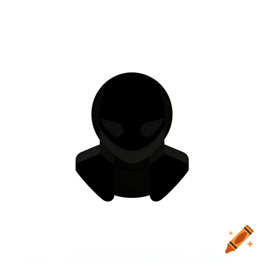 A minimalist black avatar icon with an abstract face on a white background.