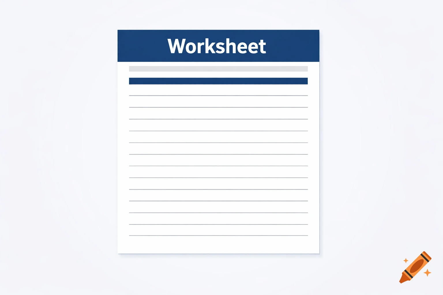 A white worksheet with a dark blue header titled 'Worksheet' and multiple horizontal lines.