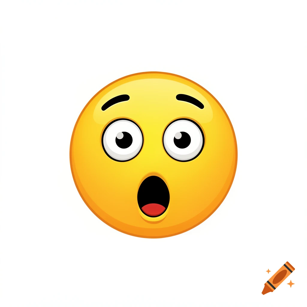 A yellow surprised face emoji with wide eyes and an open mouth.