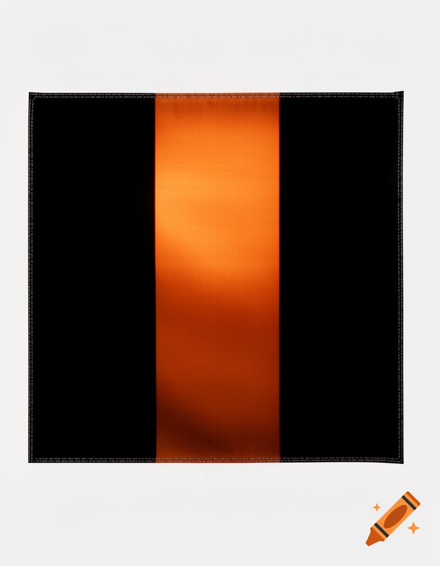 A rectangular flag with a central vertical orange stripe flanked by black stripes on a white background.