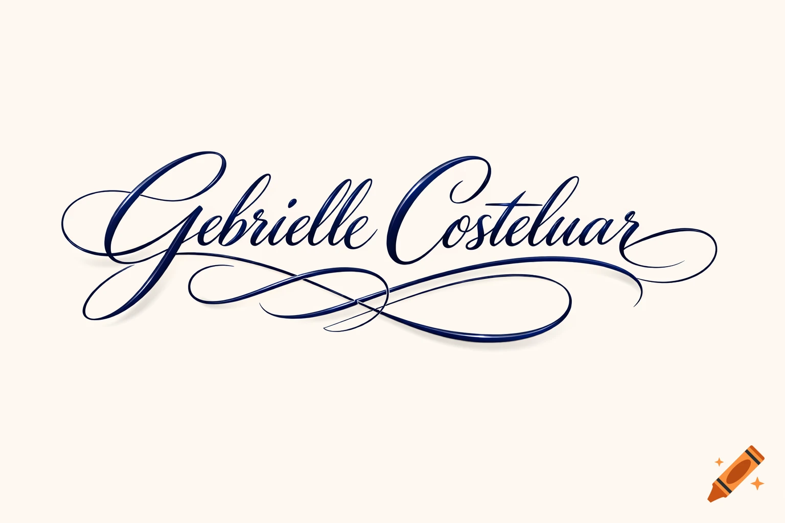Elegant dark blue cursive signature 'Gebrielle Costeluar' on a light background.
