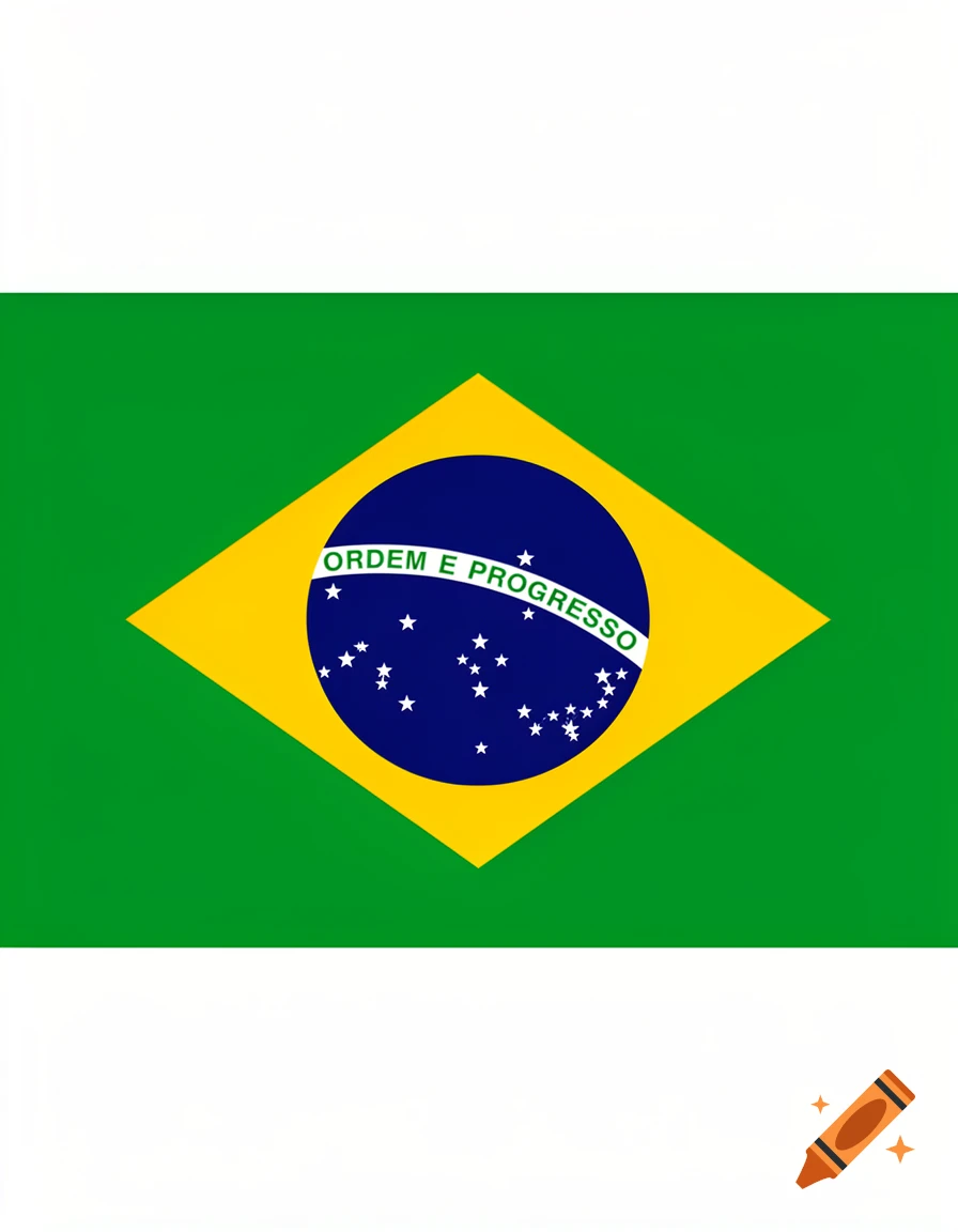 The national flag of Brazil, featuring a green field with a large yellow rhombus, a blue celestial globe with stars and 'ORDEM E PROGRESSO' motto.
