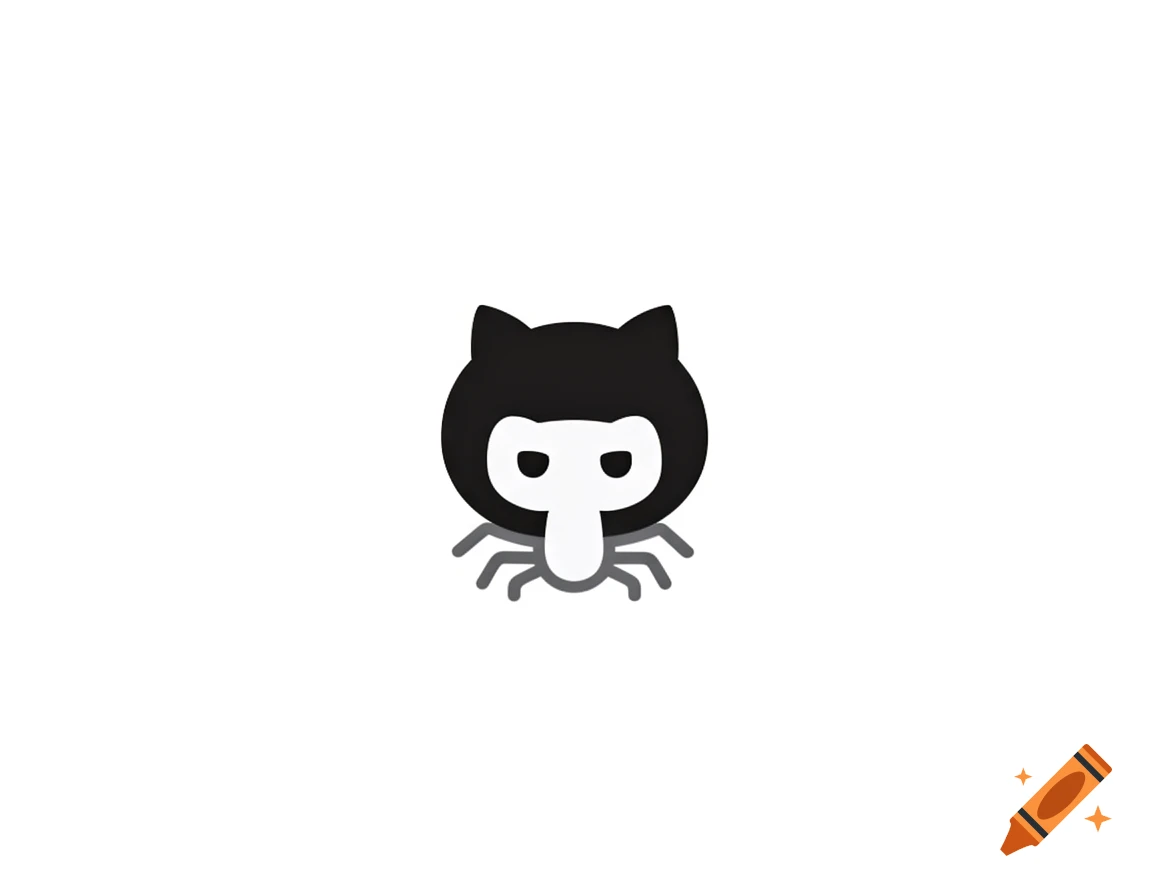 A black and white stylized cat head with spider legs, resembling a logo.