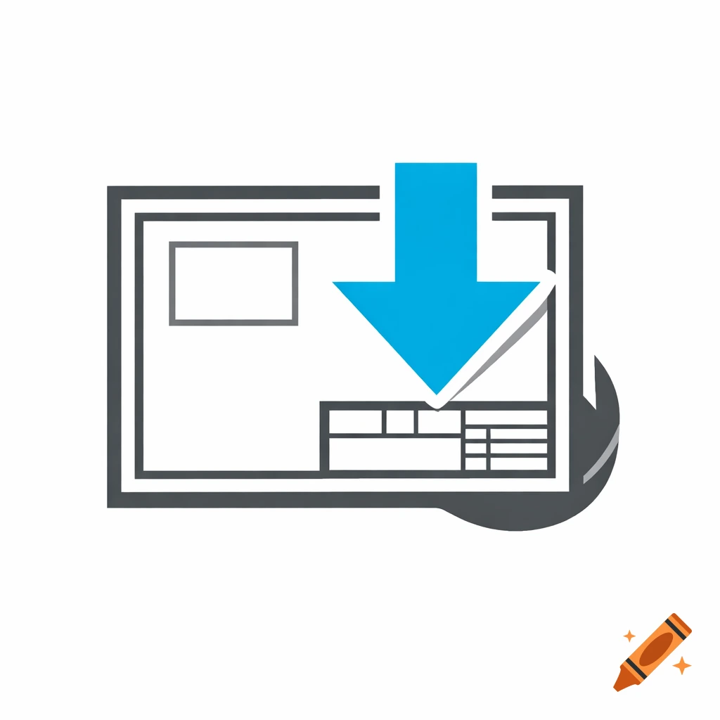 An icon of a document outline with a blue download arrow pointing down, in a clean, graphic style.
