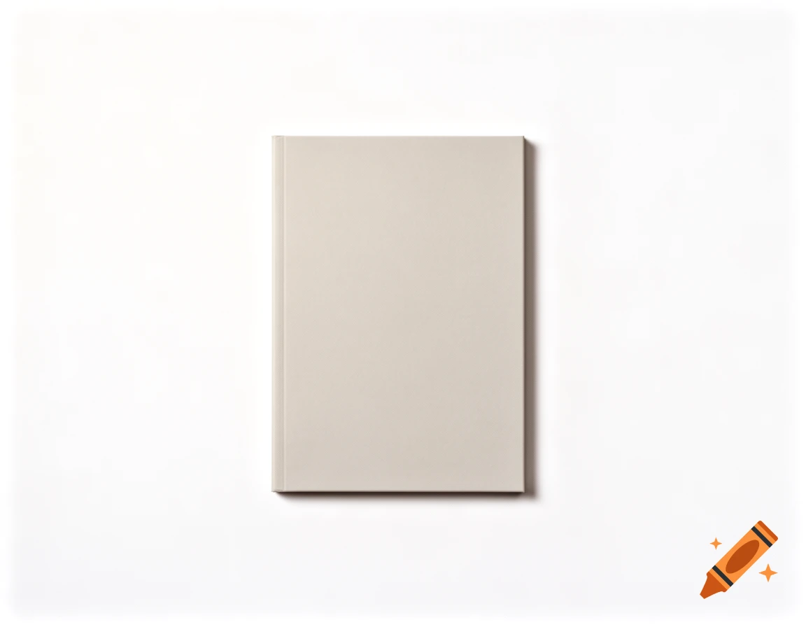 A minimalist flat lay of a blank, light gray rectangular notebook on a pristine white background with subtle shadows.