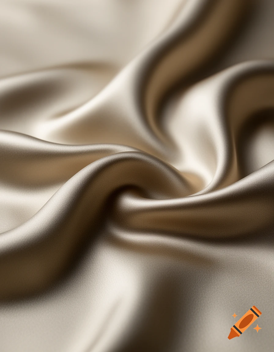 Close-up of shimmering gold satin fabric draped in soft, flowing folds, highlighting its smooth texture and subtle sheen.