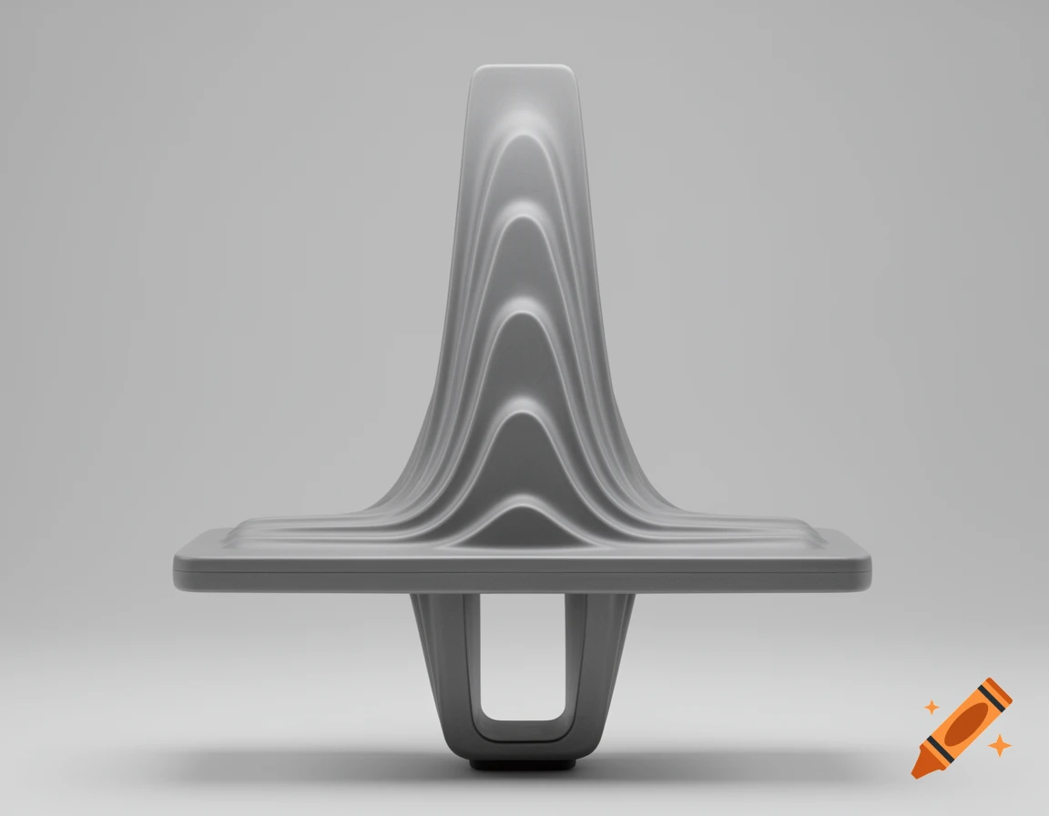 A light gray, abstract sculptural object with a flat base and an undulating, wavy vertical backrest in a modern minimalist style.