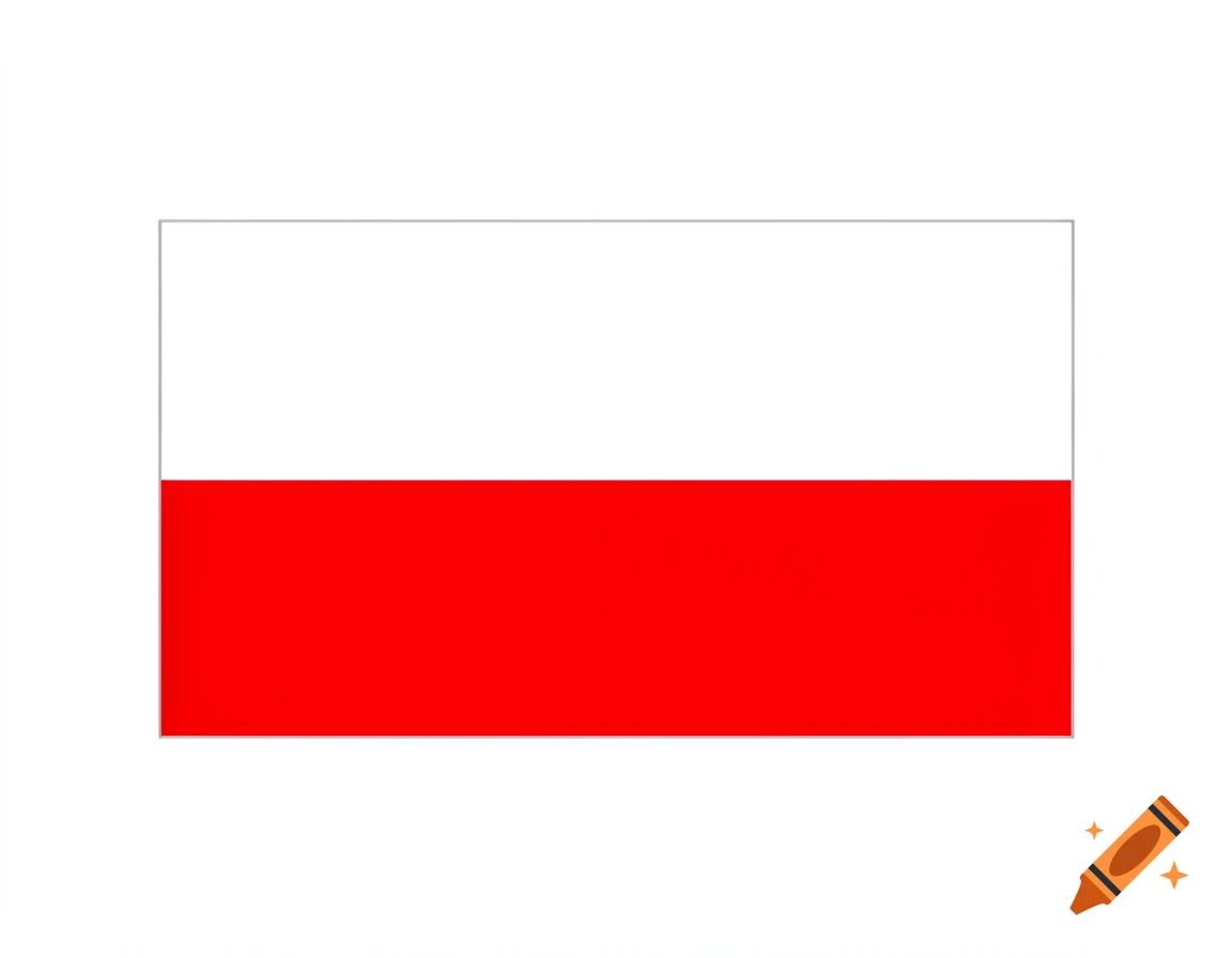 A rectangular flag with a horizontal white stripe on top and a horizontal red stripe on the bottom, representing the flag of Poland.