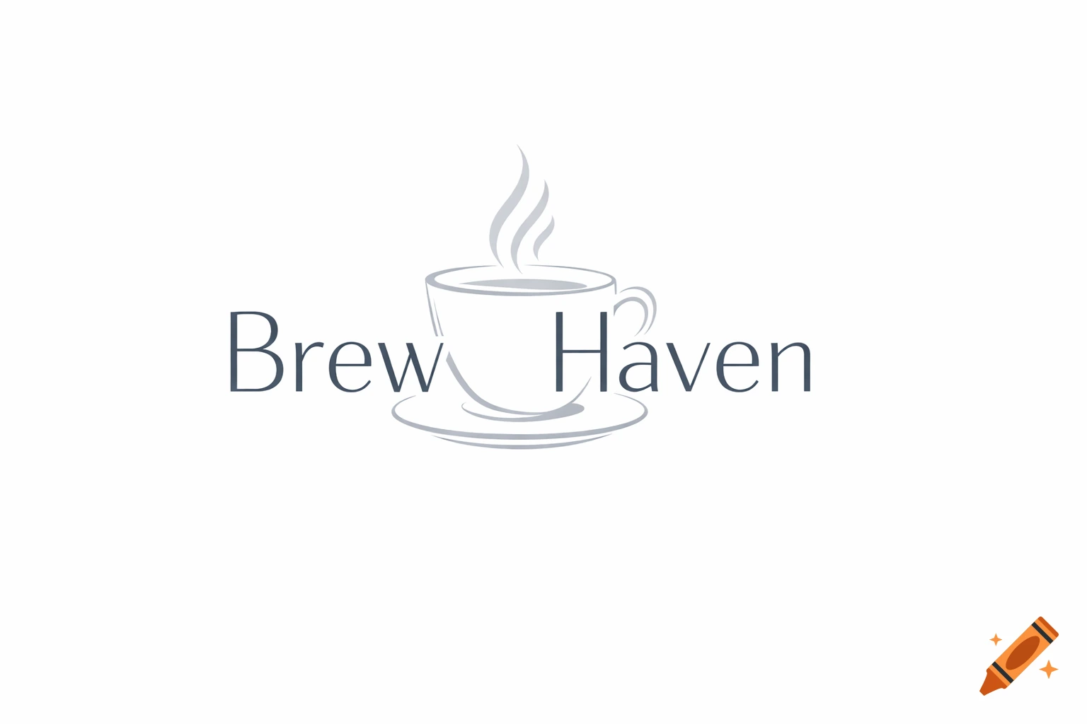 Modern minimalist coffee shop logo with a stylized cup and steam, featuring the text 'Brew Haven'.