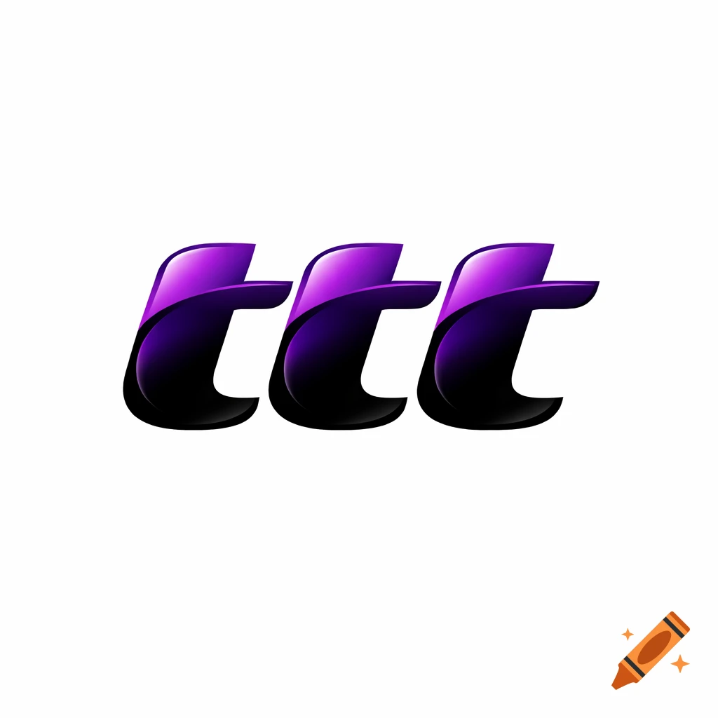 Sleek, glossy black and purple logo featuring three stylized lowercase 't's on a white background.