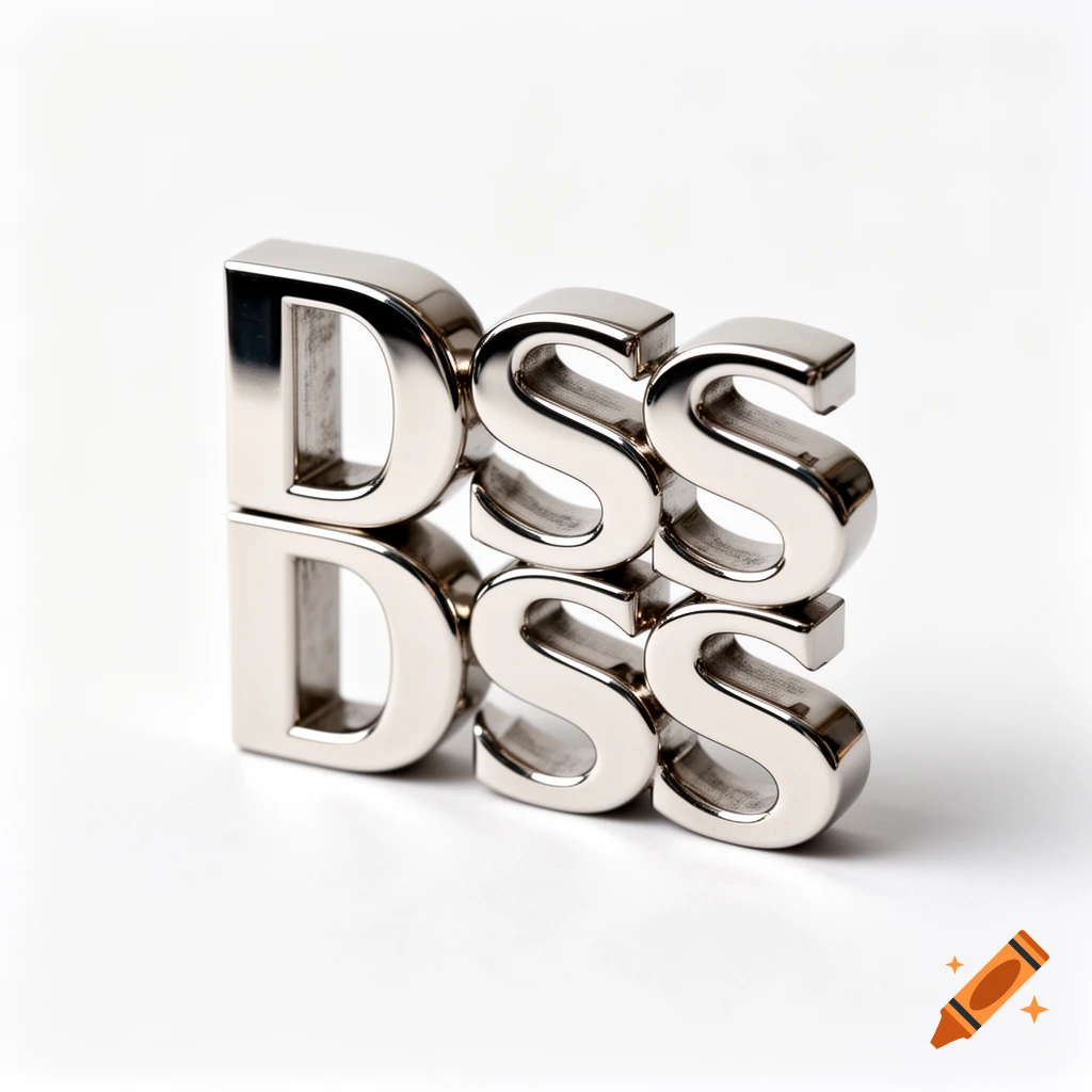 Polished silver metallic letters 'DSS' stacked twice against a white background.