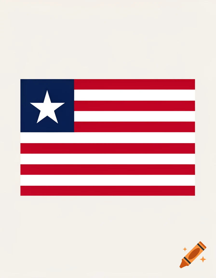 The Naval Jack of Liberia, featuring a blue canton with a single white star and horizontal red and white stripes.