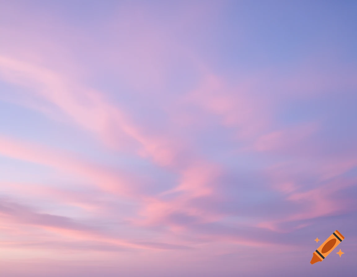 Pastel pink and purple clouds streak across a soft blue sky at sunrise or sunset.