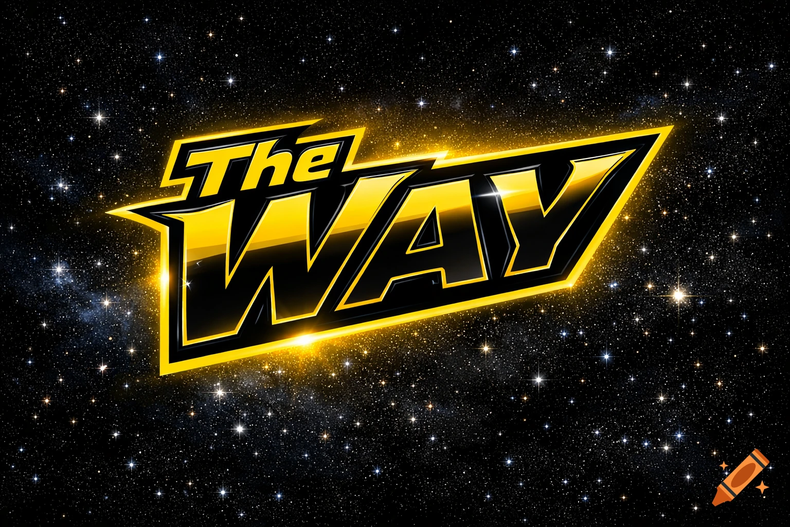 A glowing yellow and black 'The Way' logo set against a dark, starry night sky.