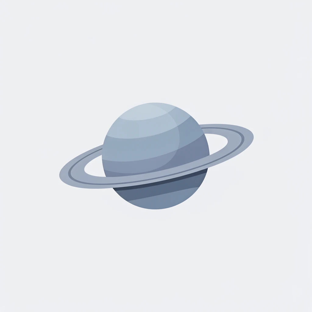 contemporary 2D stock illustration, clean simplified natural forms, flat color areas with gentle soft gradient shading, rounded believable proportions, restrained detail, no outer outlines, no texture or grain, non-photorealistic. A planet helper icon, centered on a very light cool gray background for easier edge extraction. Rounded Saturn-like planet with a simple ring and a clean readable silhouette. Palette-disciplined colors with one dominant planet color and one harmonizing ring color. No cast shadow, no floor shadow, no extra scenery, no text.