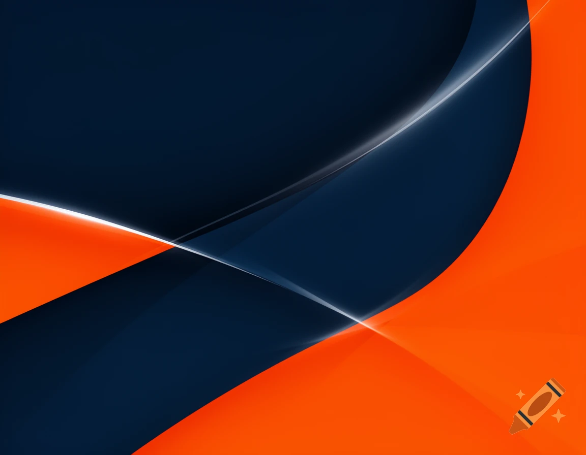 Abstract background with flowing navy blue and bright orange shapes, highlighted by white lines.