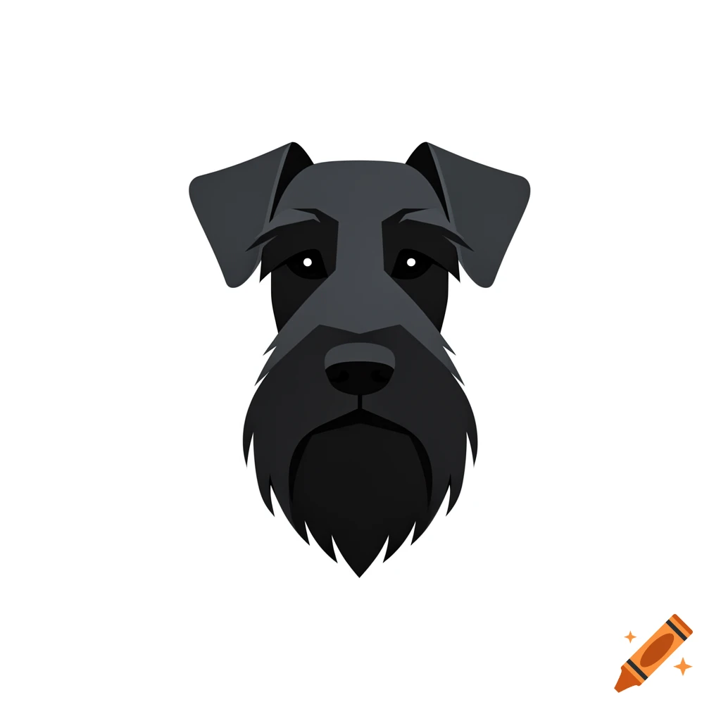 Stylized black giant schnauzer head icon on a white background.