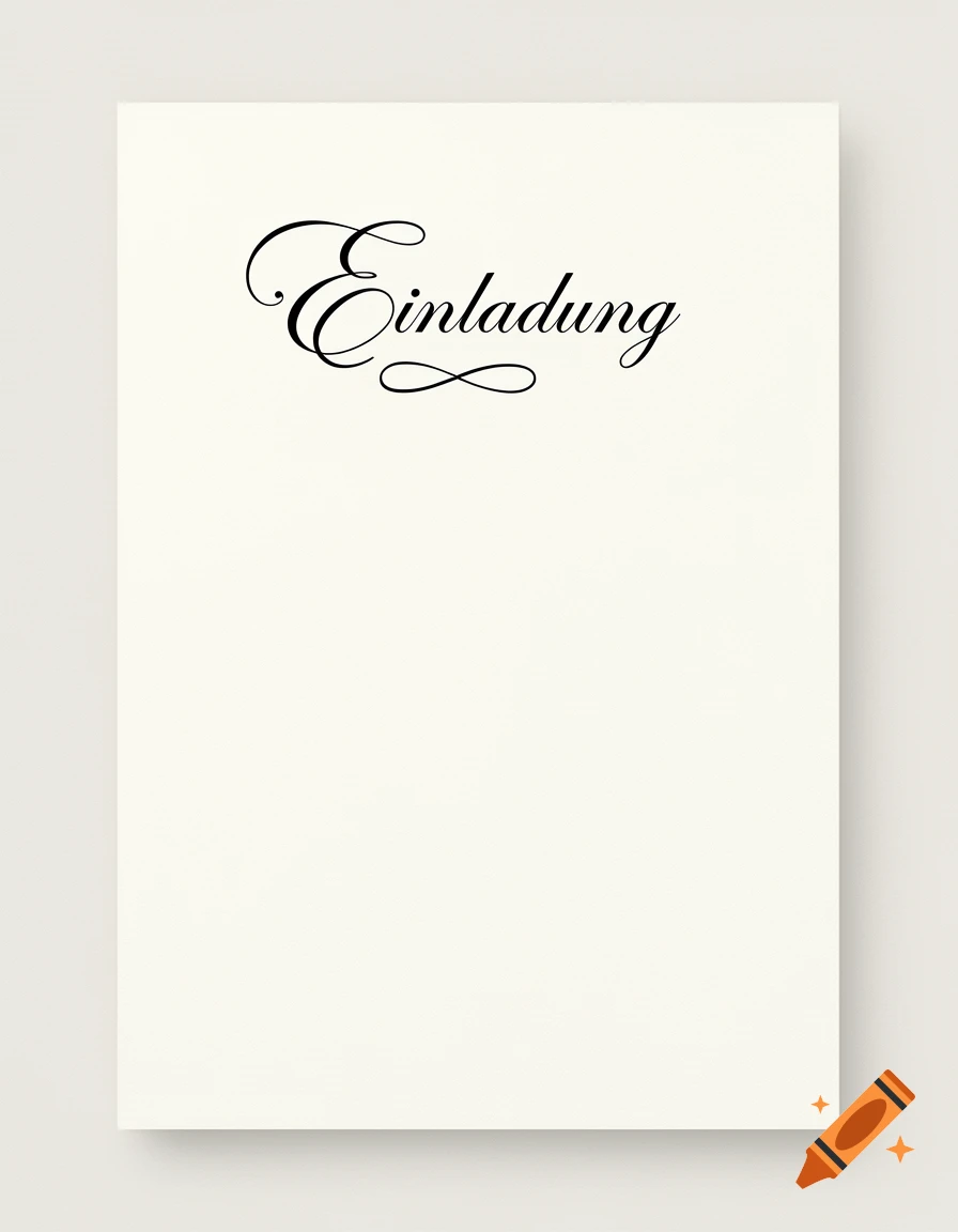 A minimalist cream-colored invitation card with the word 'Einladung' (Invitation) in elegant black calligraphy at the top.
