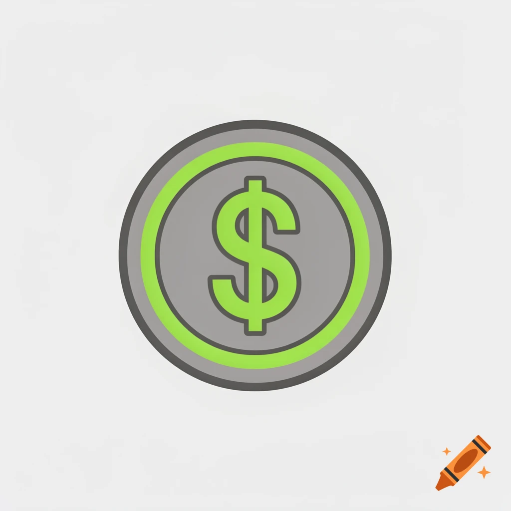 A stylized gray coin icon with a bright green dollar sign in the center.