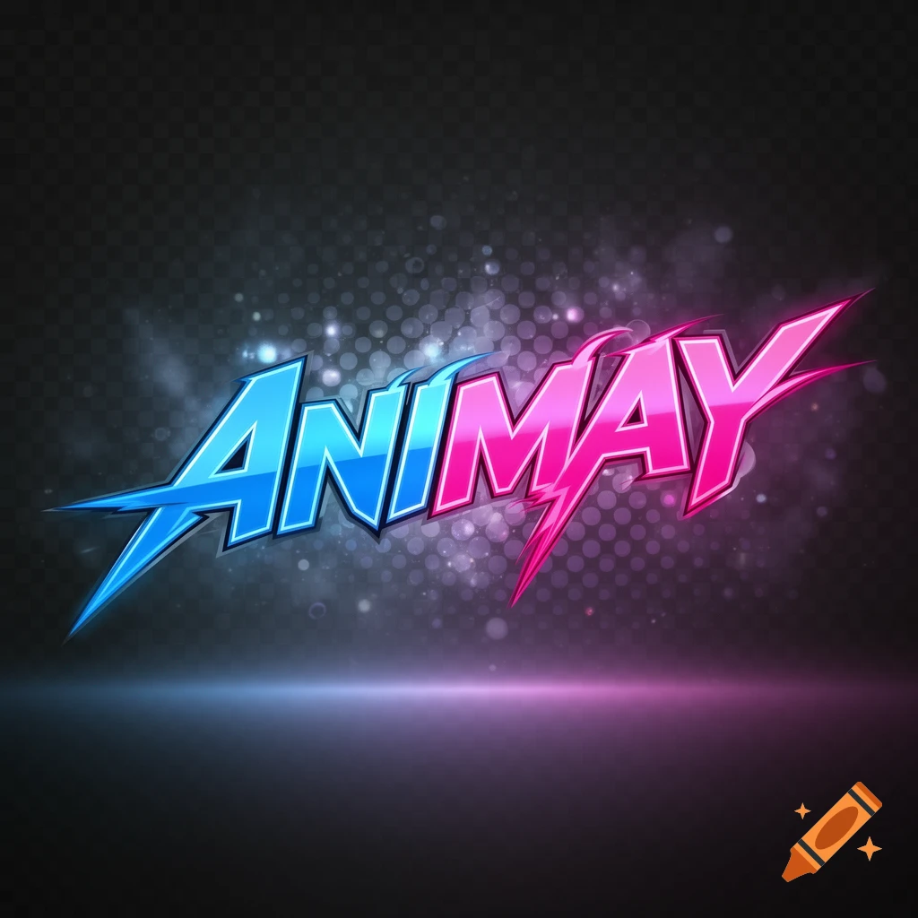 A stylized logo features the word "ANIMAY" in bold, metallic blue and pink letters, set against a dark, textured background with subtle glowing light effects.