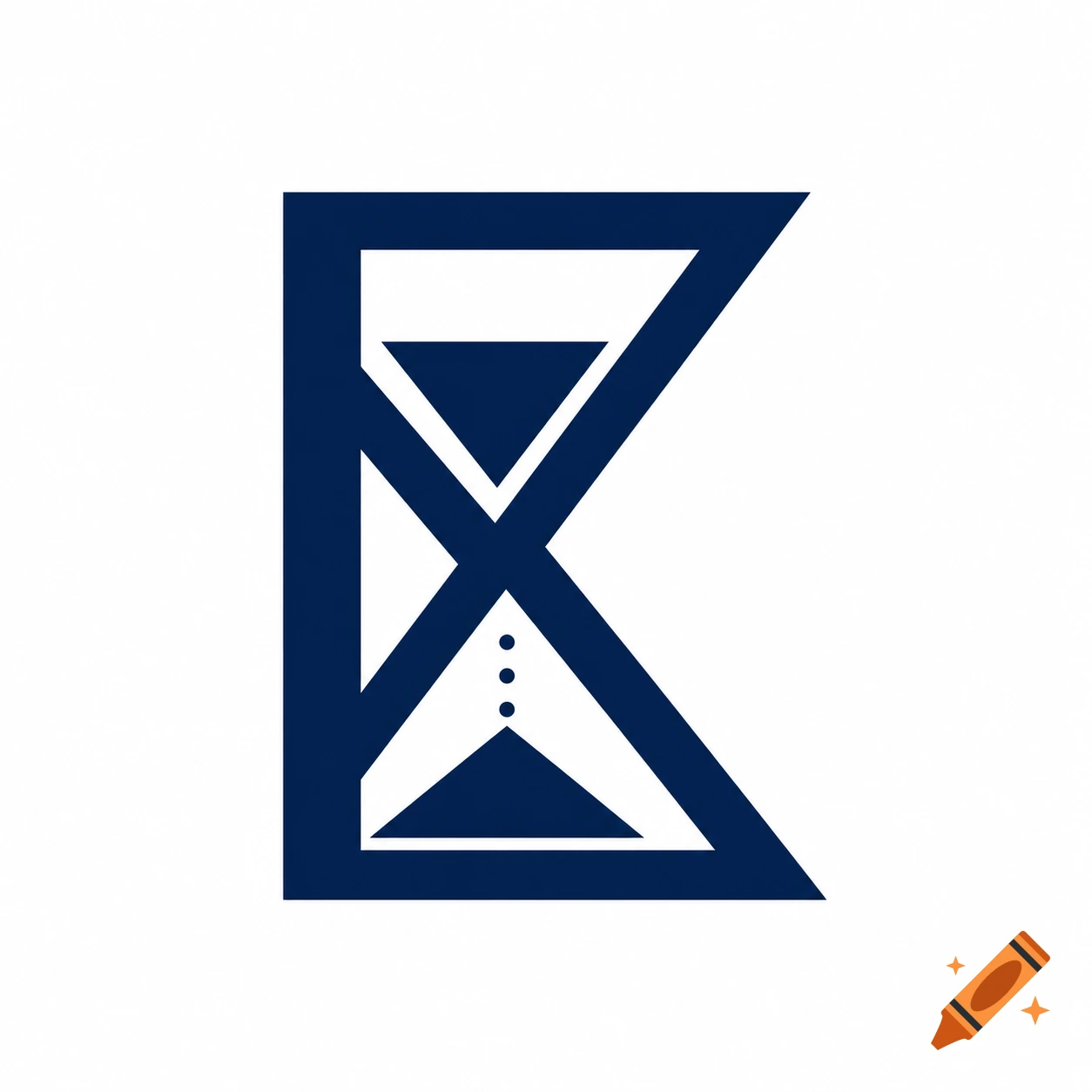 Dark blue stylized letter K combined with an hourglass design on a white background.