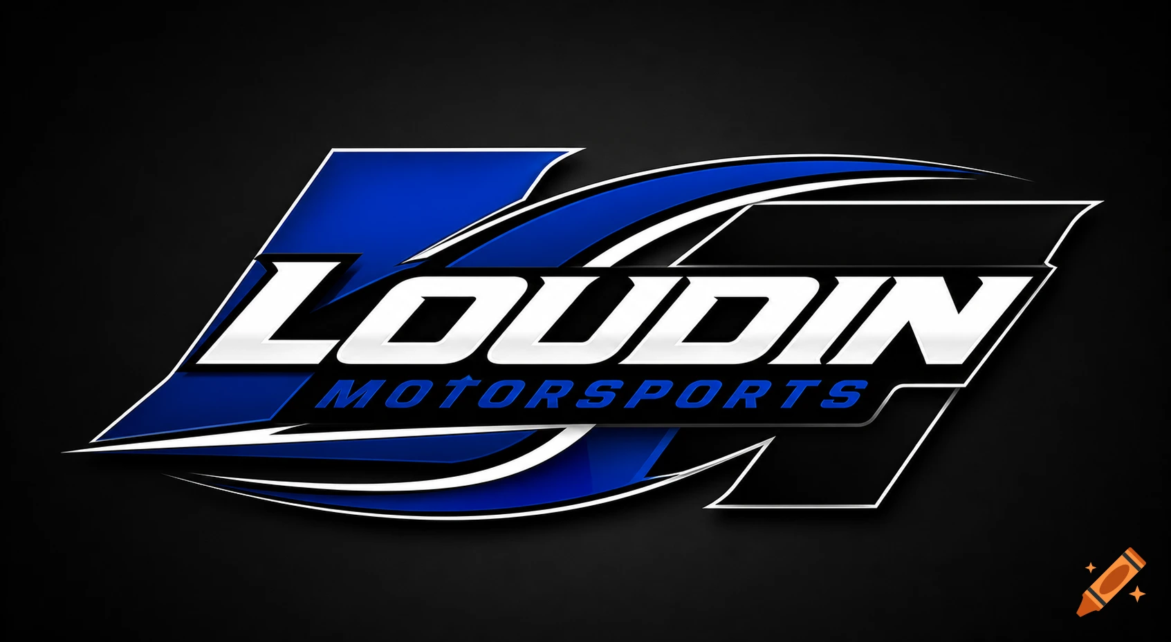Loudin Motorsports logo with bold, stylized white and blue text against a black background.