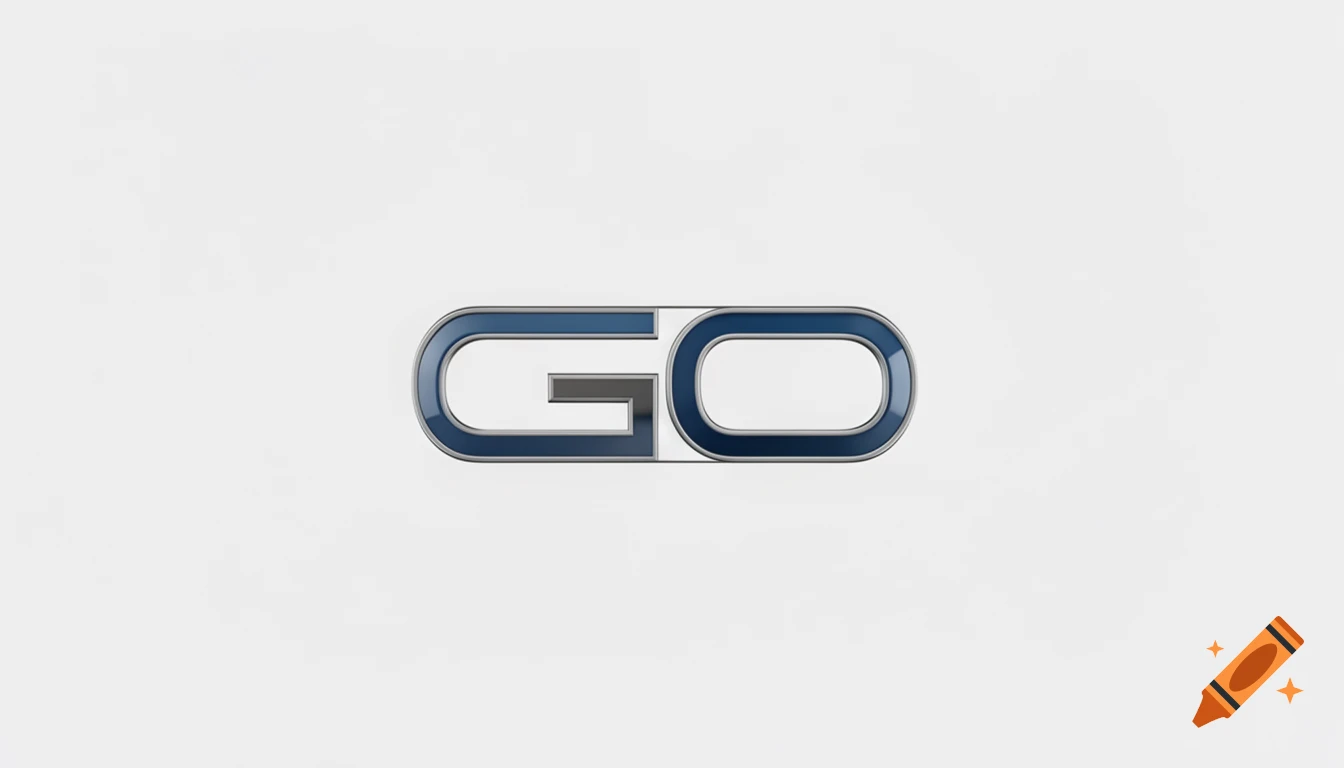 A stylized metallic logo featuring the letters G and O in blue and gray on a white background.