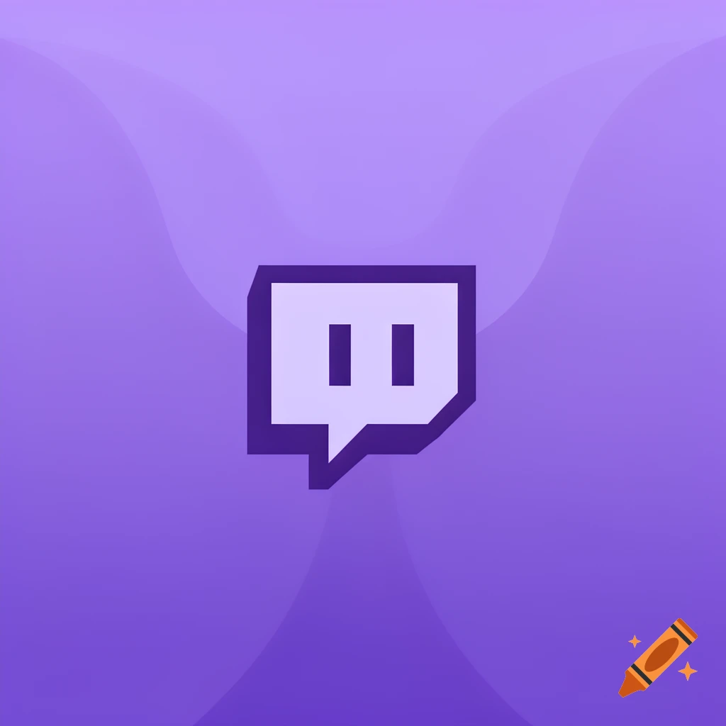 Twitch logo on a purple gradient background with subtle wavy patterns.