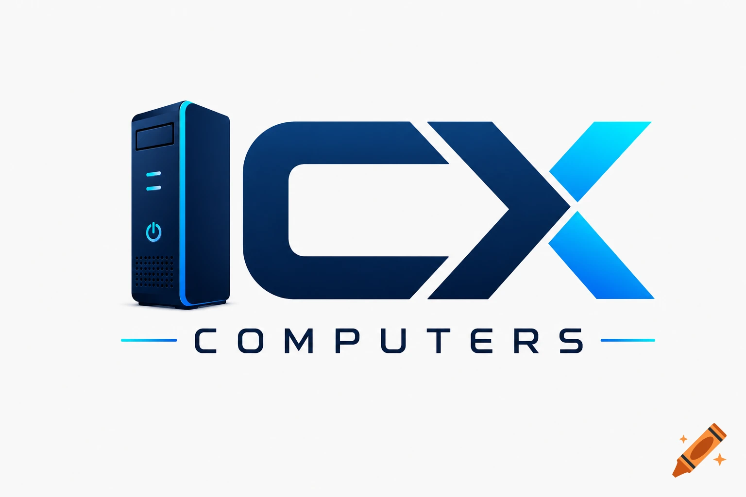 Modern blue gradient logo for 'ICX Computers' featuring a stylized computer tower and text.