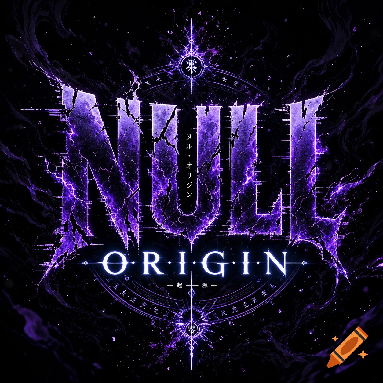 Null Arcane A dark, futuristic anime logo for