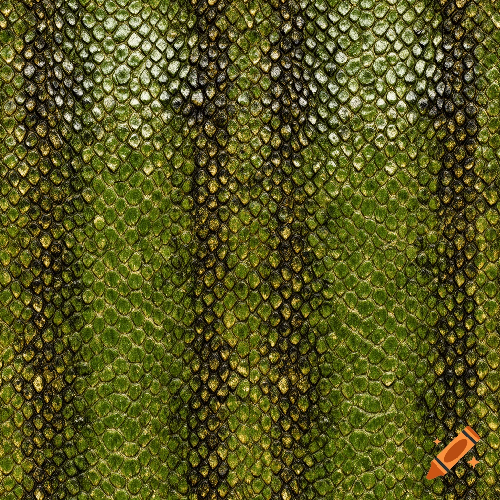 Close-up of green and dark-brown snake scales forming a tillable, textured pattern.